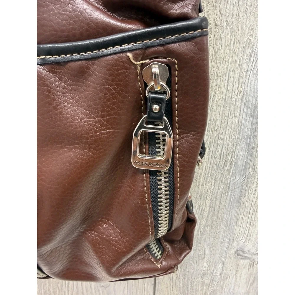 Tyler Rodan Brown Faux Leather Crossbody Bag Organizer Black Trim  Hardware